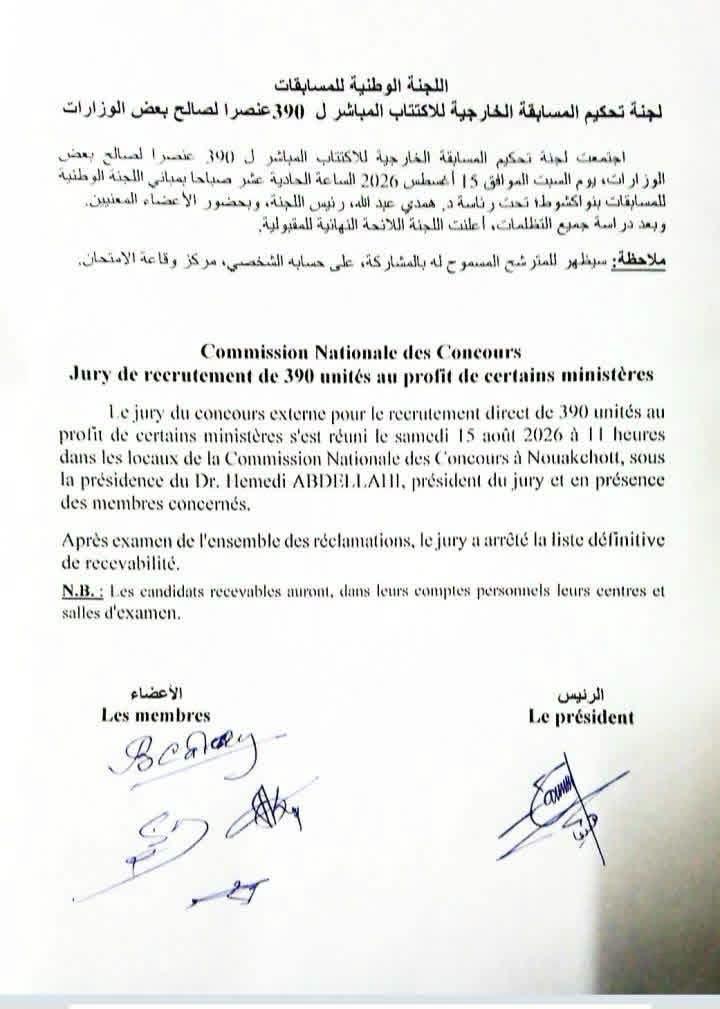 لجنة المسابقات تعلن القائمة النهائية للمقبولين في اكتتاب 390 عنصراً